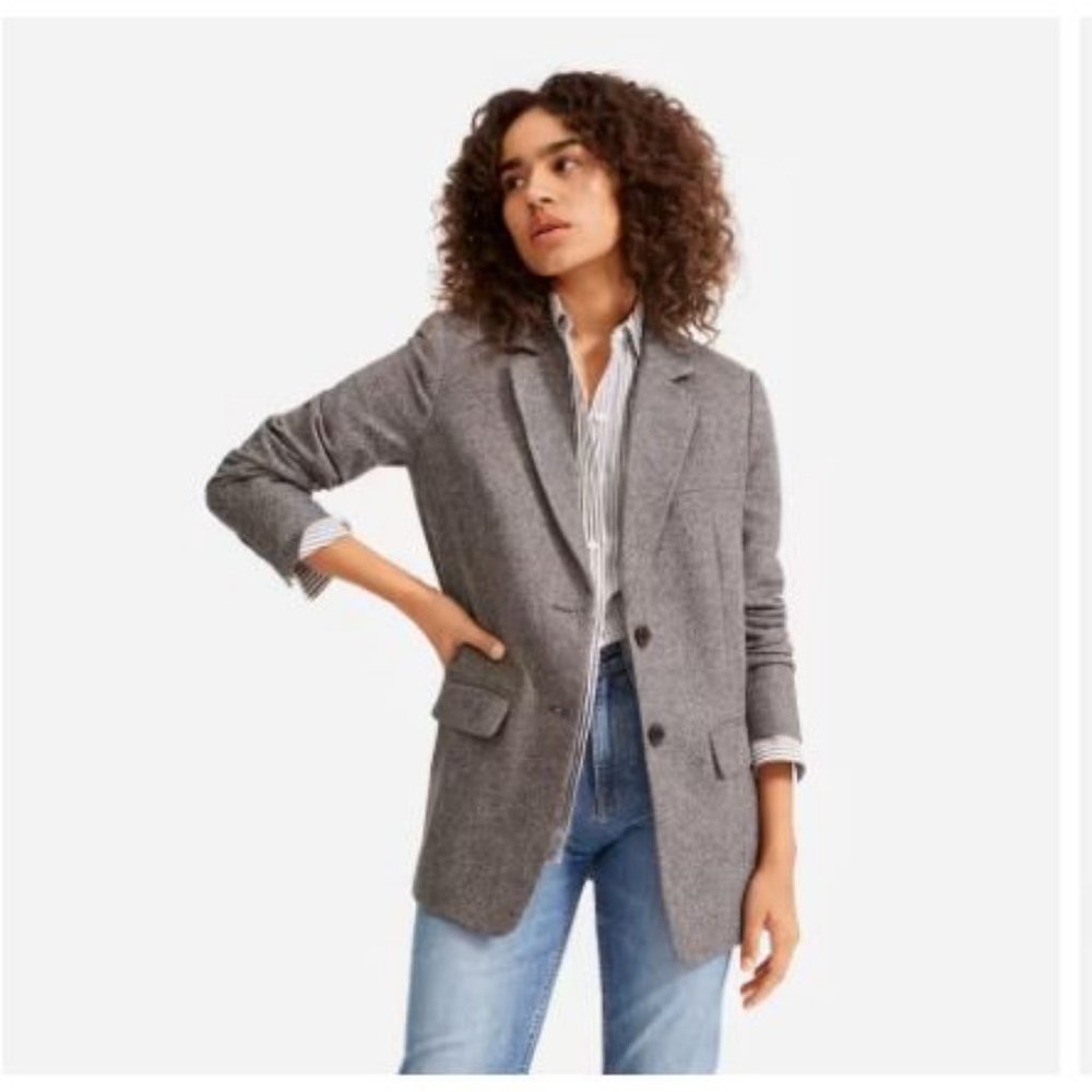 Everlane Herringbone Oversized Grey Blazer